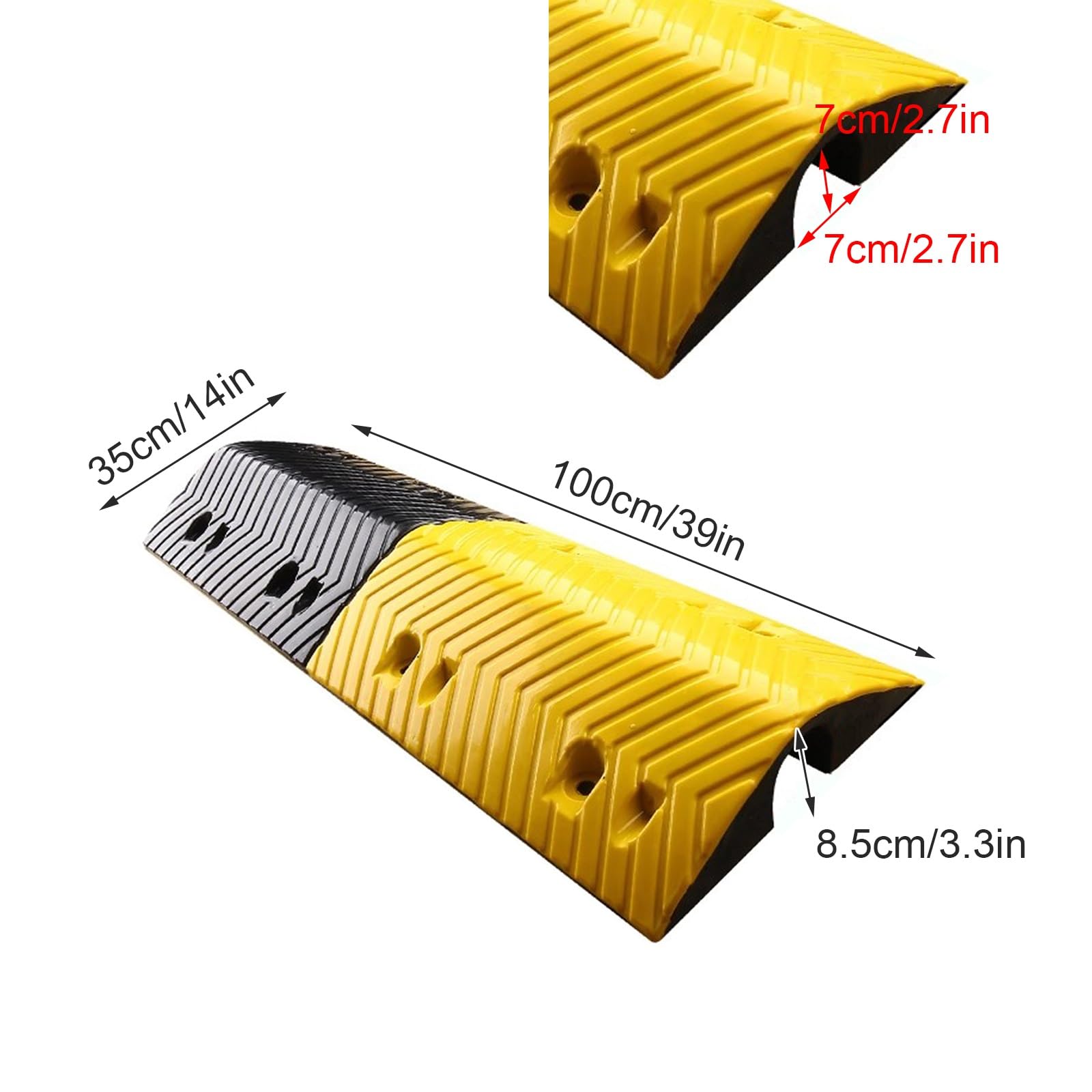 Gumowy ochraniacz na kabel prędkości rampy, długość 99 cm, wysokość 8,4 cm, 1 kanał, obciążenie 2000 kg, do asfaltu, betonu, podjazdu żwirowego