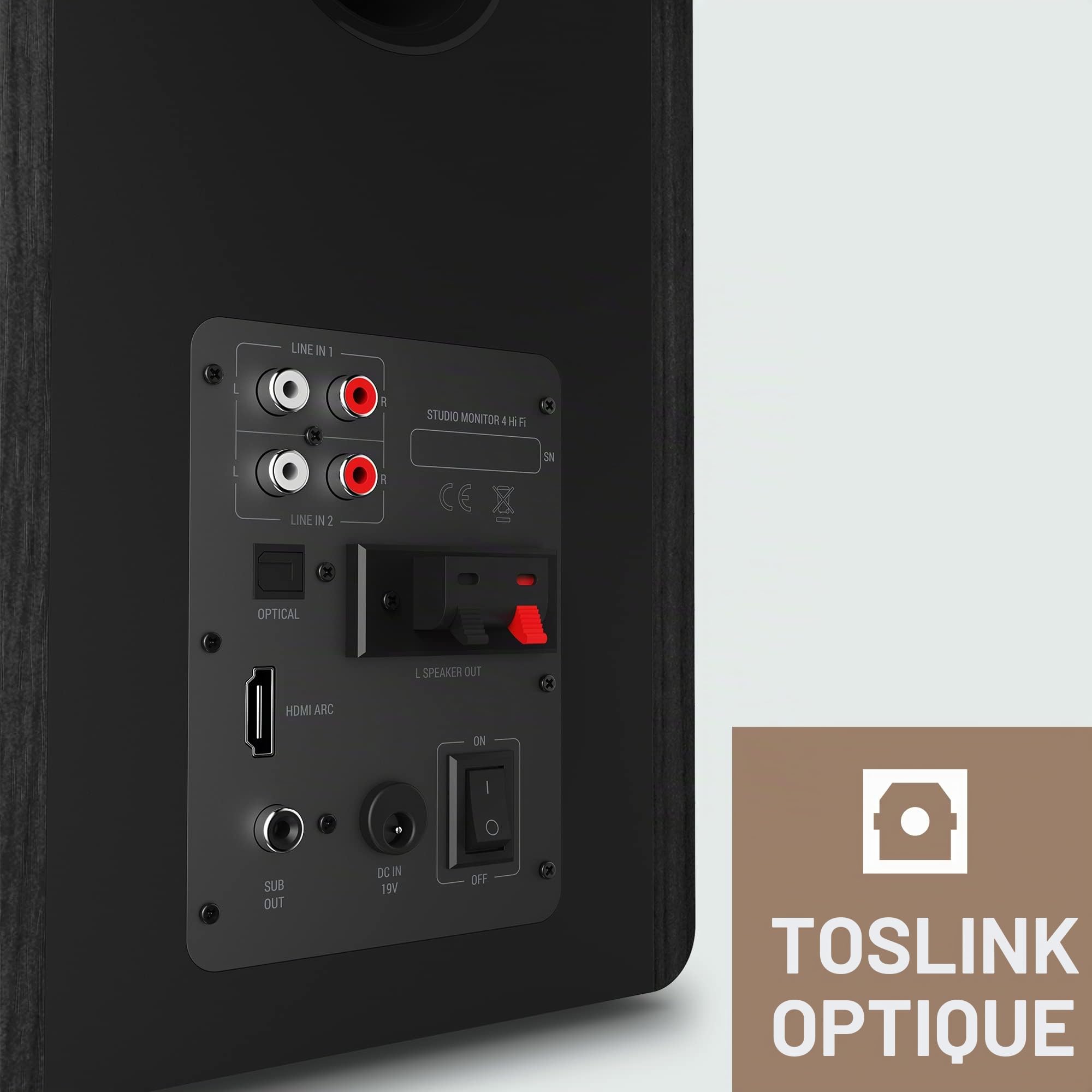 Energy Sistem Studio Monitor 4 Chaîne HiFi (Haut-Parleur Actif 2.0, Bluetooth 5.0, 50 W, Subwoofer, Entrée Optique TOSLINK, Port HDMI Arc) - Gris