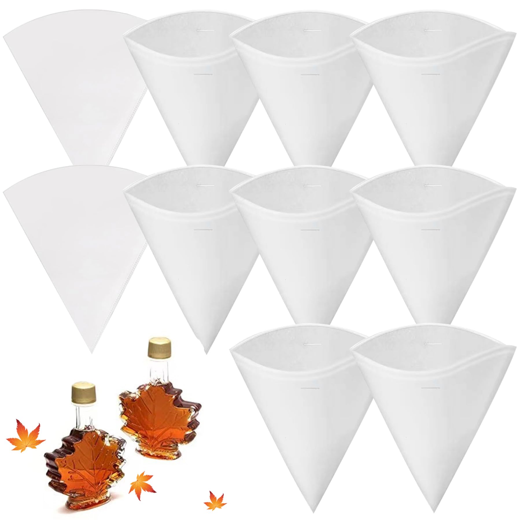 AEIOFU 10PCS Maple Syrup Filters Maple Syrup Taps Includes 8 Pre-Filter&2 Heavy-Duty Filter, 9 Inch Reusable Cone Maple Sap Filter, Hanging Maple Syrup Supplies Maple Syrup Kit