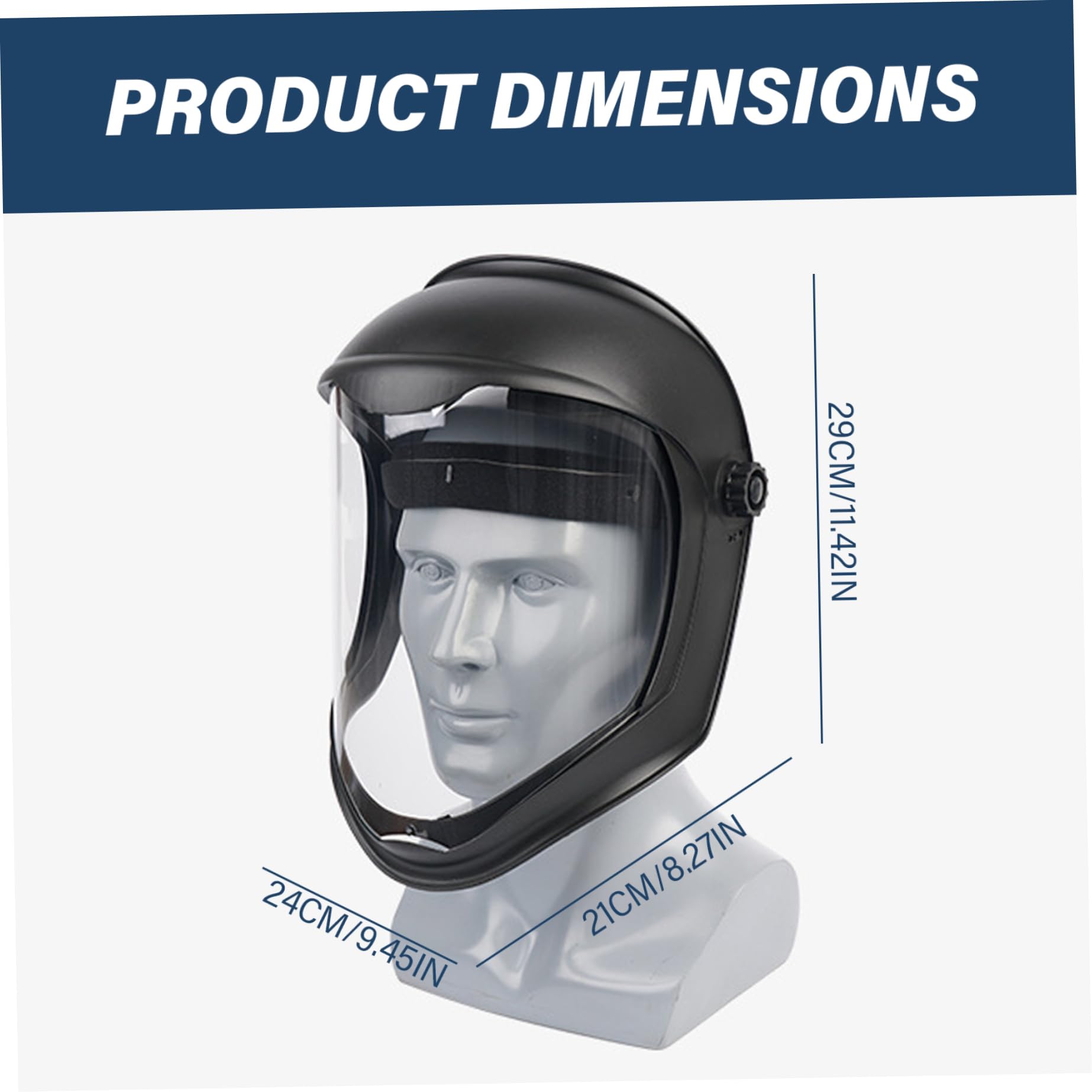 Visiera Maschera integrale antiappannamento trasparente per molatura, taglio, saldatura, PC ABS resistente agli spruzzi, resistente alla temperatura