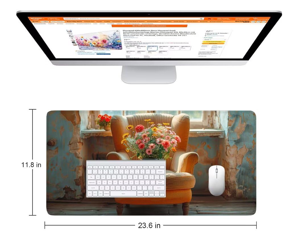 Podkładka pod mysz w kolorze pomarańczowym XXL 1400 x 600 mm, podkładka pod mysz Sofa z podstawą antypoślizgową, trwała i wodoodporna konstrukcja, poprawia precyzję i szybkość dla graczy, PC K0-1237