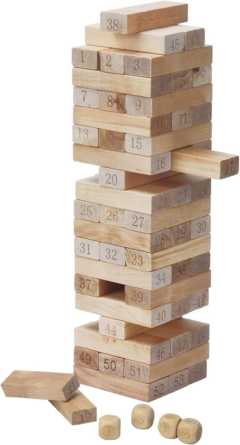 PJ Power Joy Tower Blocks 54 Pieces with 4 Dices, 342001