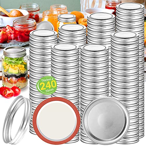 Aliggbent 70mm Regular Mouth Mason Jar Lids 120 Pack Split-Type Rings Set
