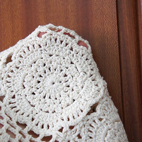 image for USTIDE Floral Hand Crochet Table Runner White Lace Table Doilies Cotto