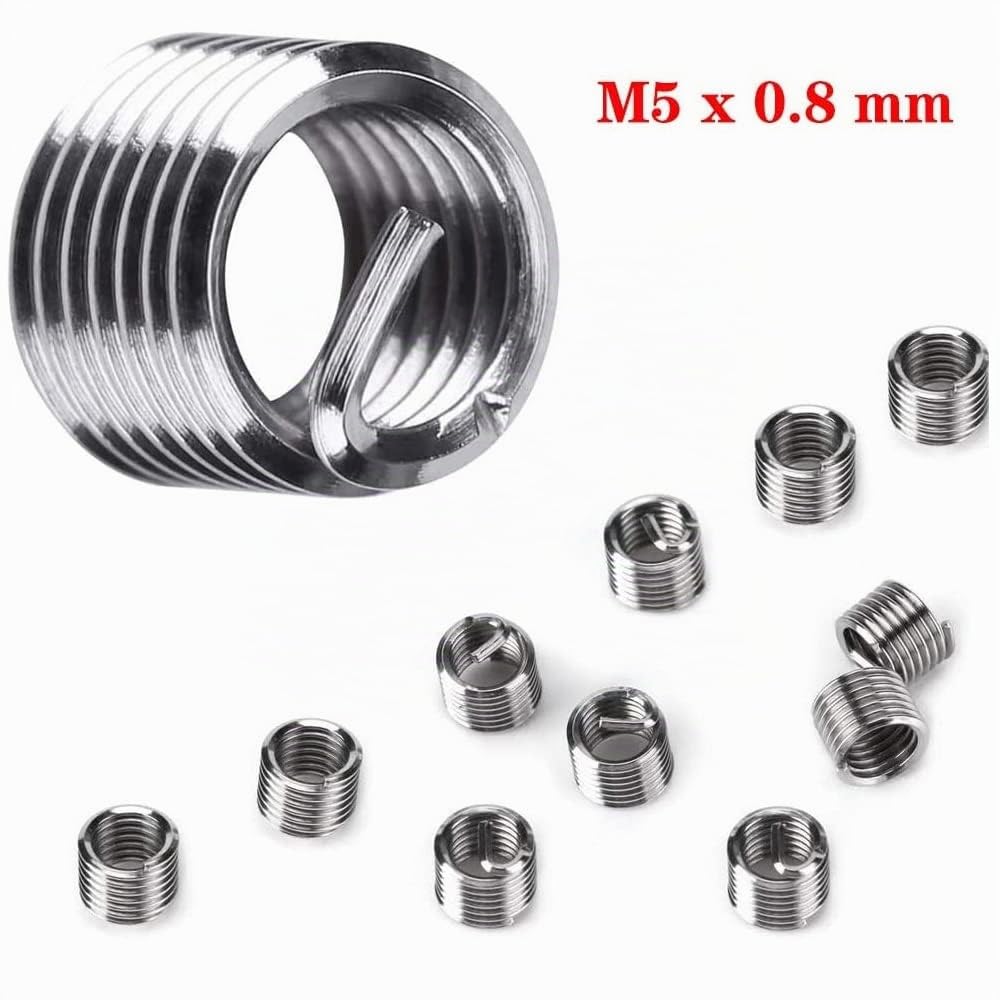 Kit di riparazione filettatura M5 x 0,8 mm, kit di riparazione per filettatura in acciaio inox, compatibile con Helicoil Coil per riparazione auto