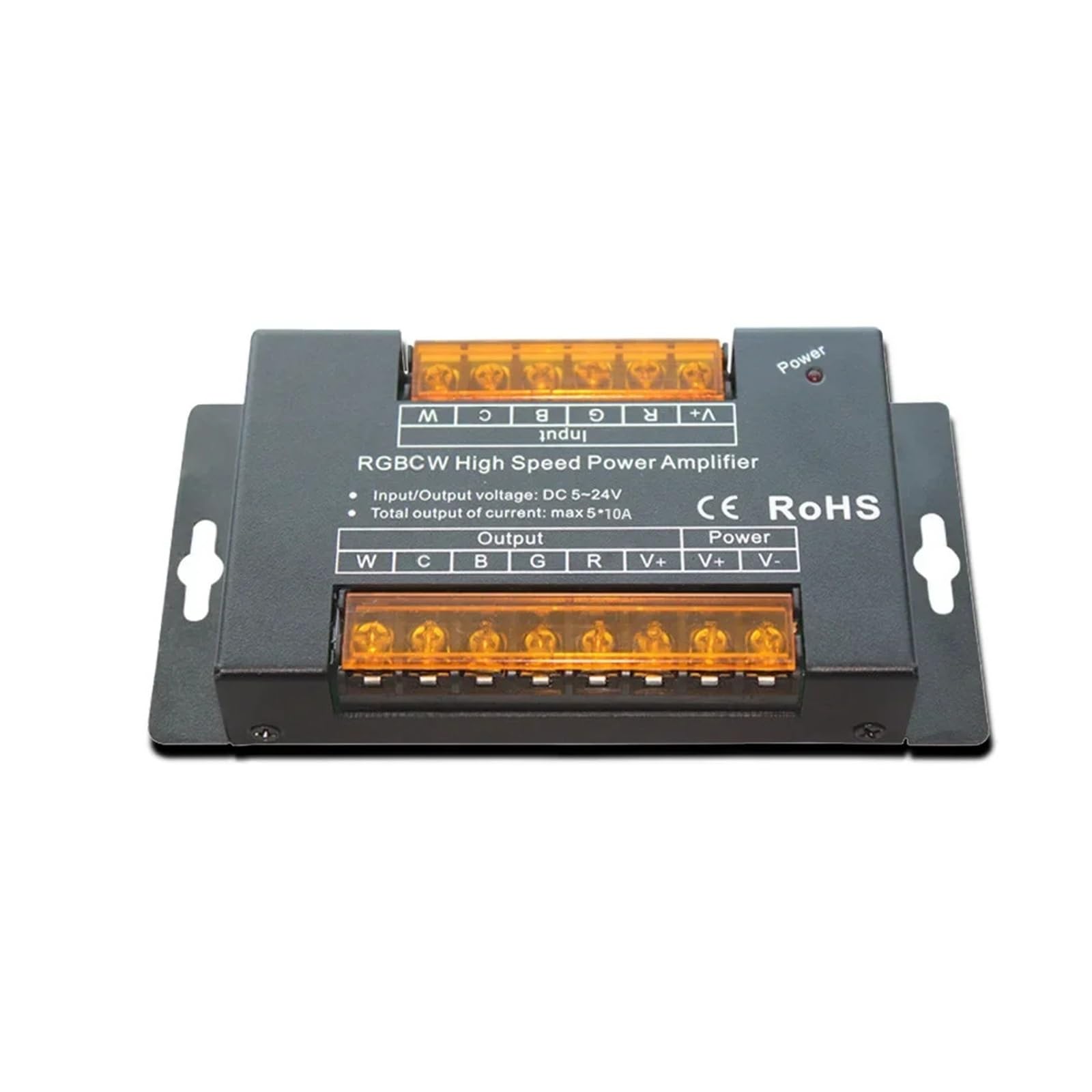 Controlador de amplificador de potencia LED RGBCCT 5 en 1 de alta velocidad máx. 50A 1200W adecuado for DIM CCT RGB RGB FCOB 3528 5050 tira de luces LED DC5-24V