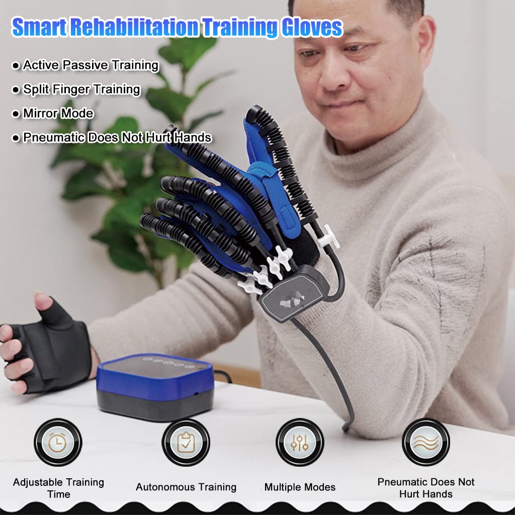 Guantes de Robot de rehabilitación, ejercitador de Dedos, ortesis de Dedo fortalecedor de Manos, para aliviar calambres y Pacientes con disfunción de Manos,Left-L Code