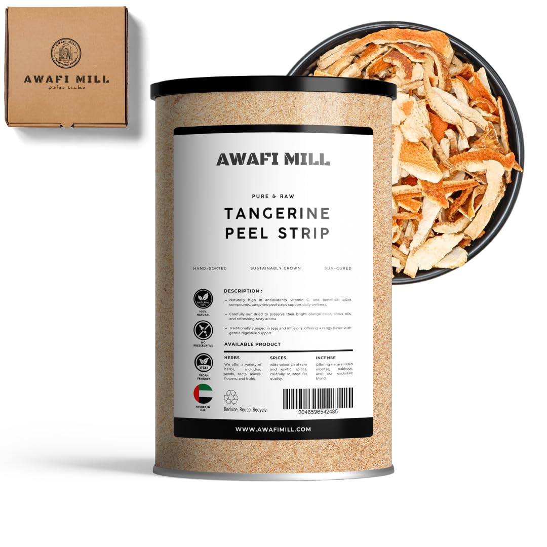 AWAFI MILL Orange Peel Strips – Dried Tangerine Peel (Chenpi Style) | Zesty Citrus Ribbons for Teas & Infusions, Baking, Marmalade, Spice Blends, Sauces & Garnishes - 100 g | 3.5 Oz