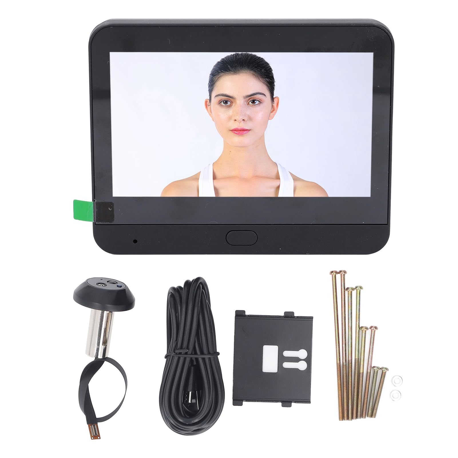 1080P Smart Video Doorbell 2 Way Intercom, 4.3in Color Screen, 120° Wide Angle Night PIR Viewer, Wirelessly Connects to Router