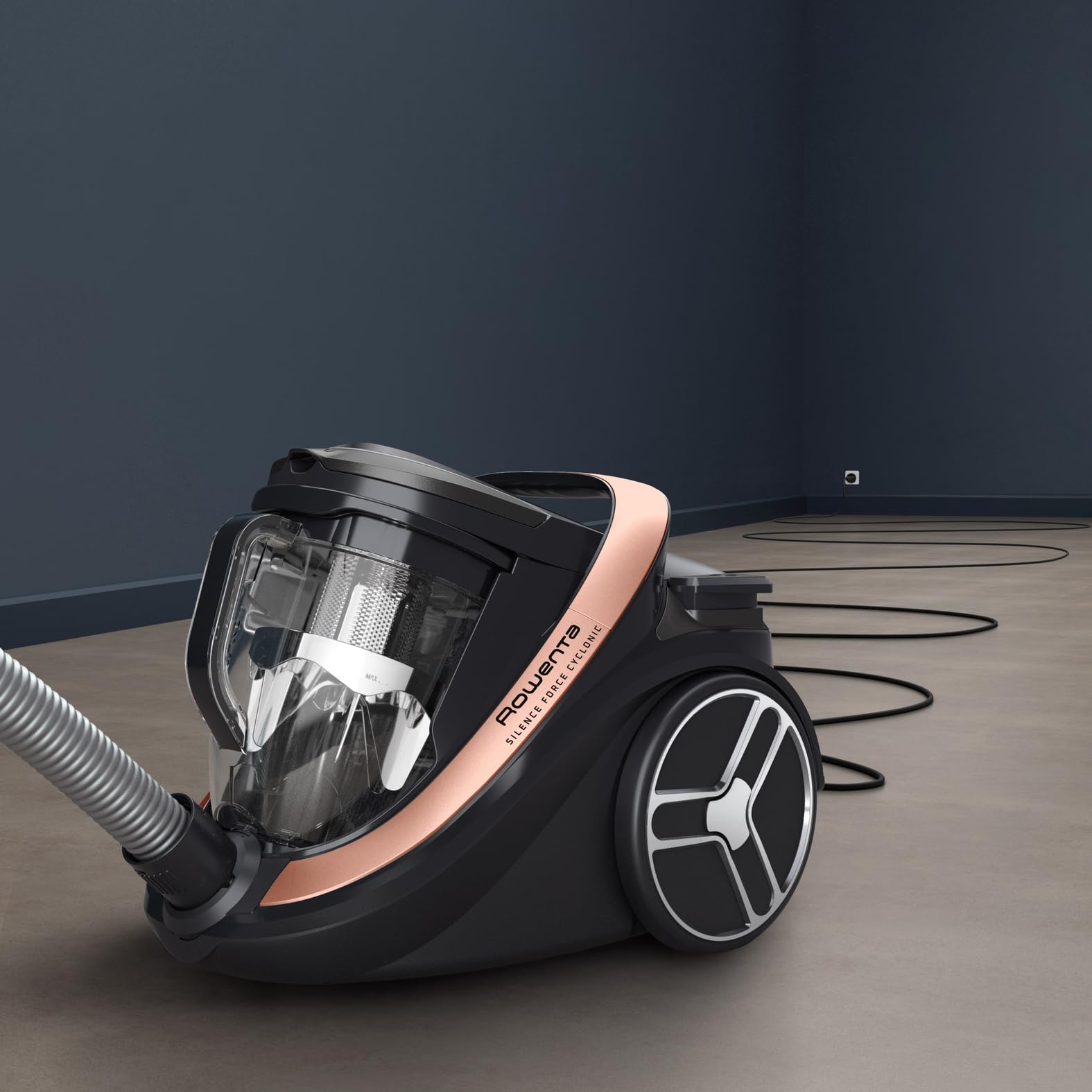 Rowenta RO7954EA Silence Force Cyclonic Effitech Aspirapolvere a Traino Senza Sacco, Capacità XXL 2.5 Litri, Potenza 500 W, Aspirapolvere Potente e Silenziosa, Sistema di Filtraggio HEPA