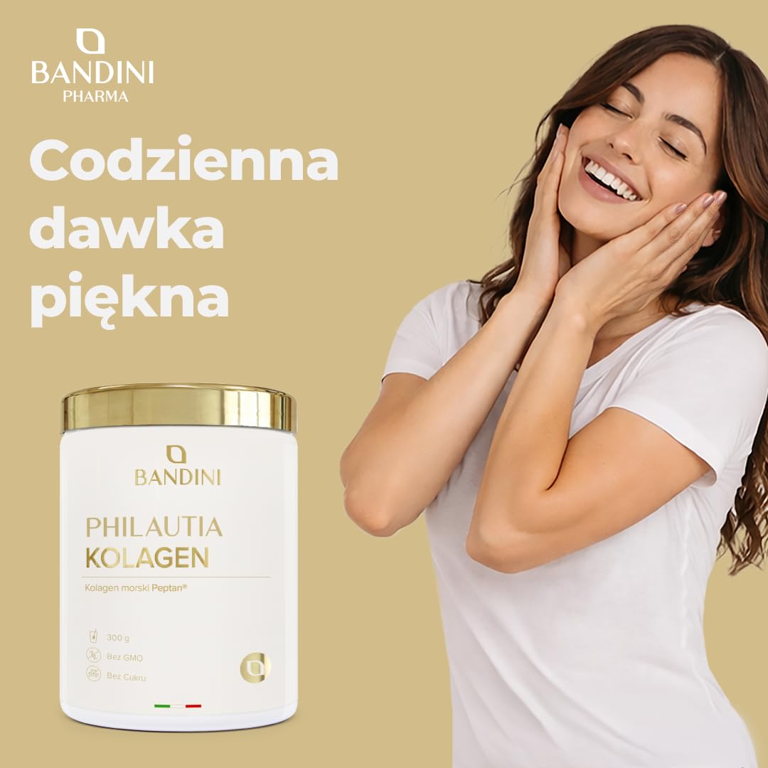 Bandini® Kolagen morski w proszku 12.000mg - Czysty hydrolizat kolagenu typu I z bioaktywnymi peptydami kolagenowymi - Suplement dla skóry, włosów, paznokci – Bezzapachowy Marine Collagen - 300g
