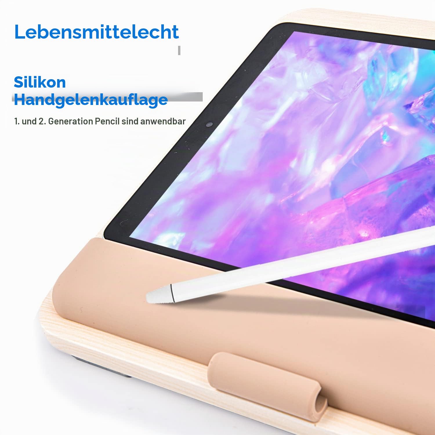 Holz-Tablet-Halterung für iPad Pro 12.9/11, Air, Mini, Fire HD - Verstellbare, Tragbare Ständer zum Zeichnen/Schreibtisch/Schreiben/Ansehen (Holz)