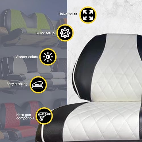 Miniatura 5 de Club CAR Precedent - Fundas de asiento delantero y trasero para carrito de golf, costuras de diamante (negroblanco)