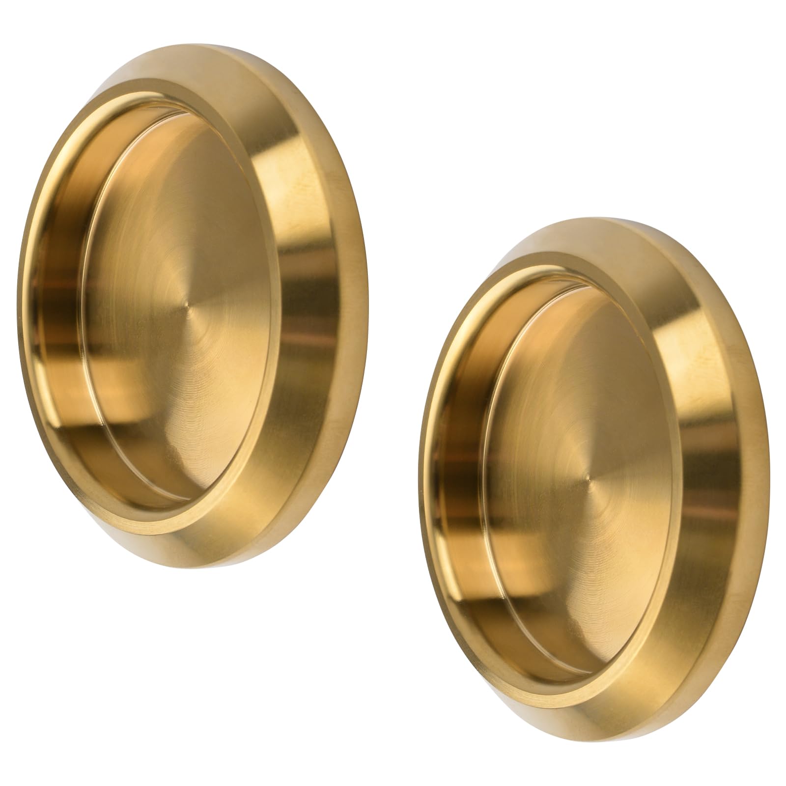 Morobor Gold 2 Pack Self-Stick Closet Door Finger Pull, Stainless Steel Round Sliding Pull, Recessed Kitchen Cabinet Handles Pull, Invisible Door Handle,