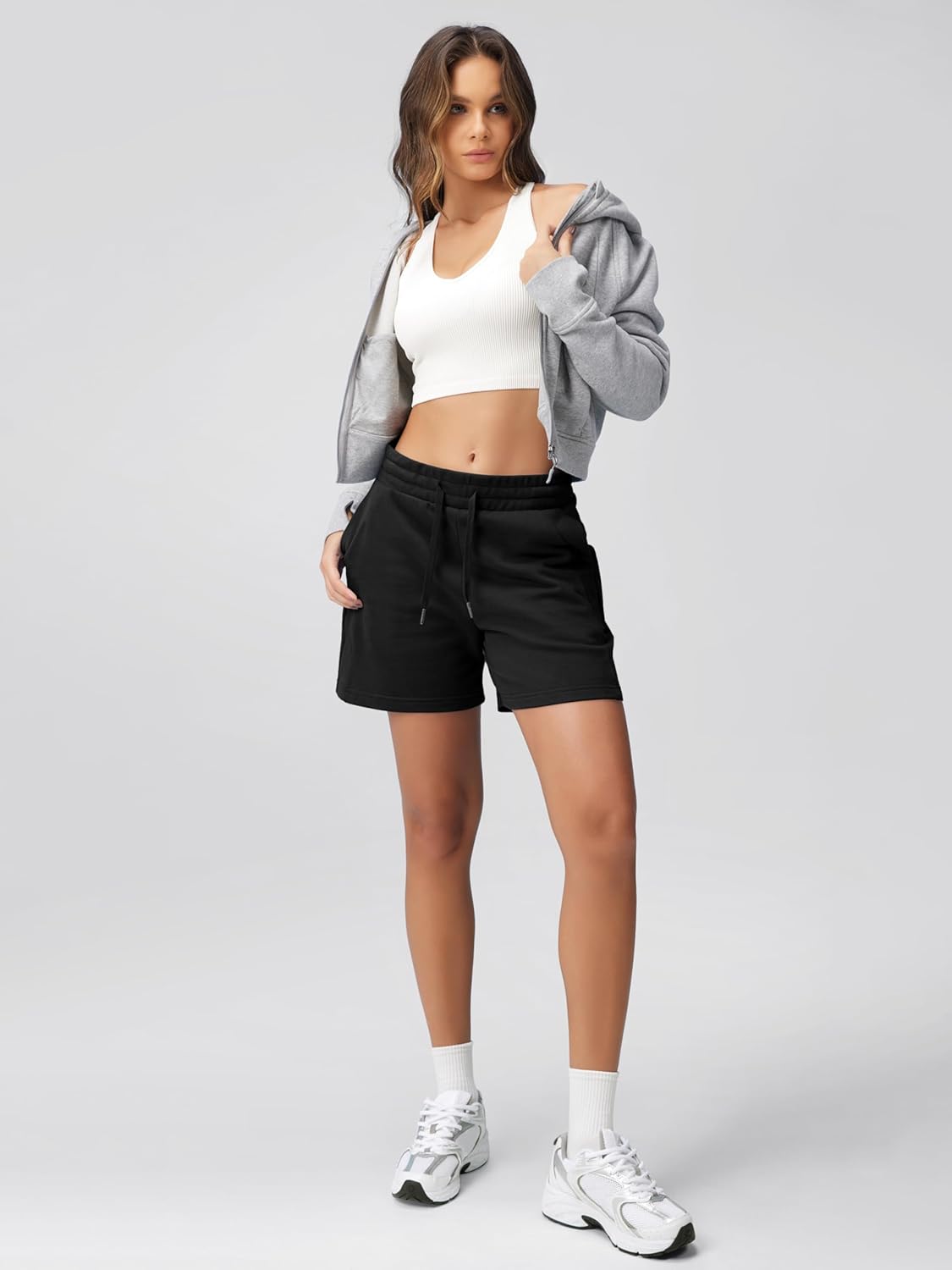 ODODOS Women's Sweat Shorts 5" Cotton French Terry High Waist Workout Casual Lounge Shorts with Pockets - Image 3