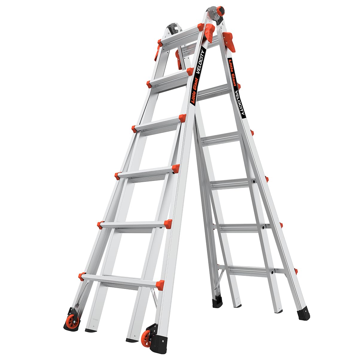 Little Giant Leitern, Velocity mit Rädern, M26, 7,9 m, Multi-Positionsleiter, Aluminium, Typ 1A, 136 kg Tragfähigkeit, (15426-001)