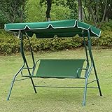 Loywe Hollywoodschaukel Gartenschaukel Schaukelbank 3-Sitzer mit Dach Stahlgestell,Grün 170x115x156cm LW12 - 3