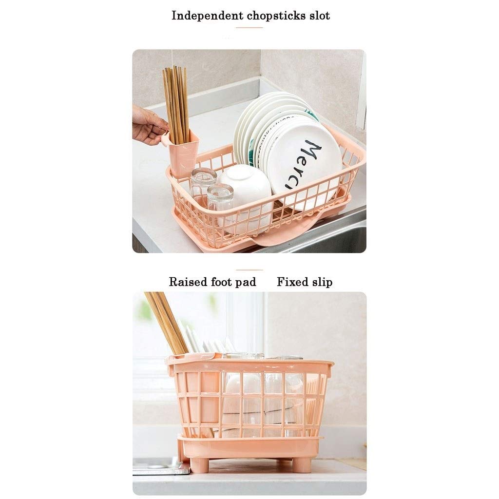 Geschirrkorb Haushaltsgeschirr Storage Rack mit Essstäbchen Käfig Haushalt Abnehmbare Teller Abfluss Gestell Küche Plastikgeschirr Regal Geschirr Trocknen Organizer und Utensilien Besteckhalter-Rack G