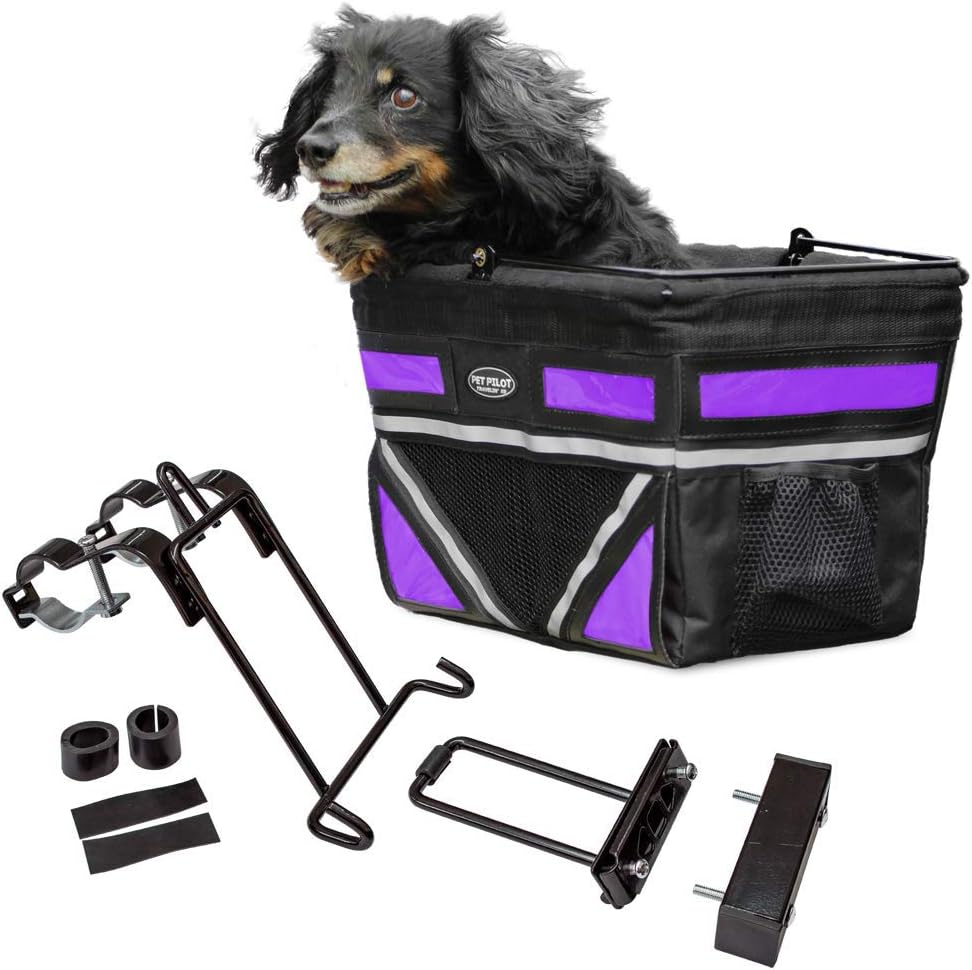 TRAVELIN K9 Pet-Pilot Original Small Dog Bike Basket with Color Options/Comes Assembled Just Install Mount (Purple)