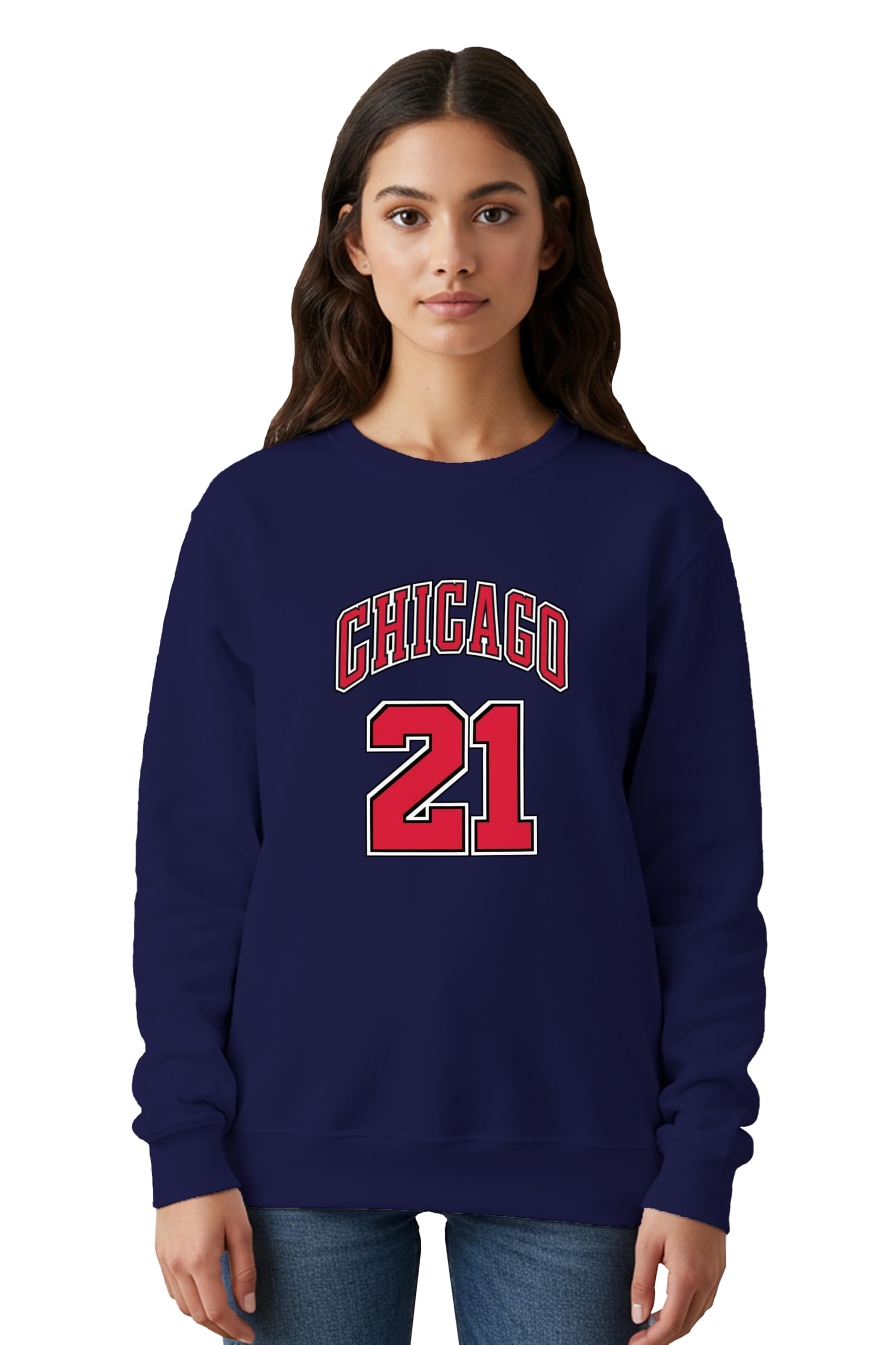 buy that trendz Sweatshirts for Women Chicago 21 Printed Cotton Blend Long Sleeve Round Neck Regular Fit Casual Gen Z Winter Sweatshirt-picture-11