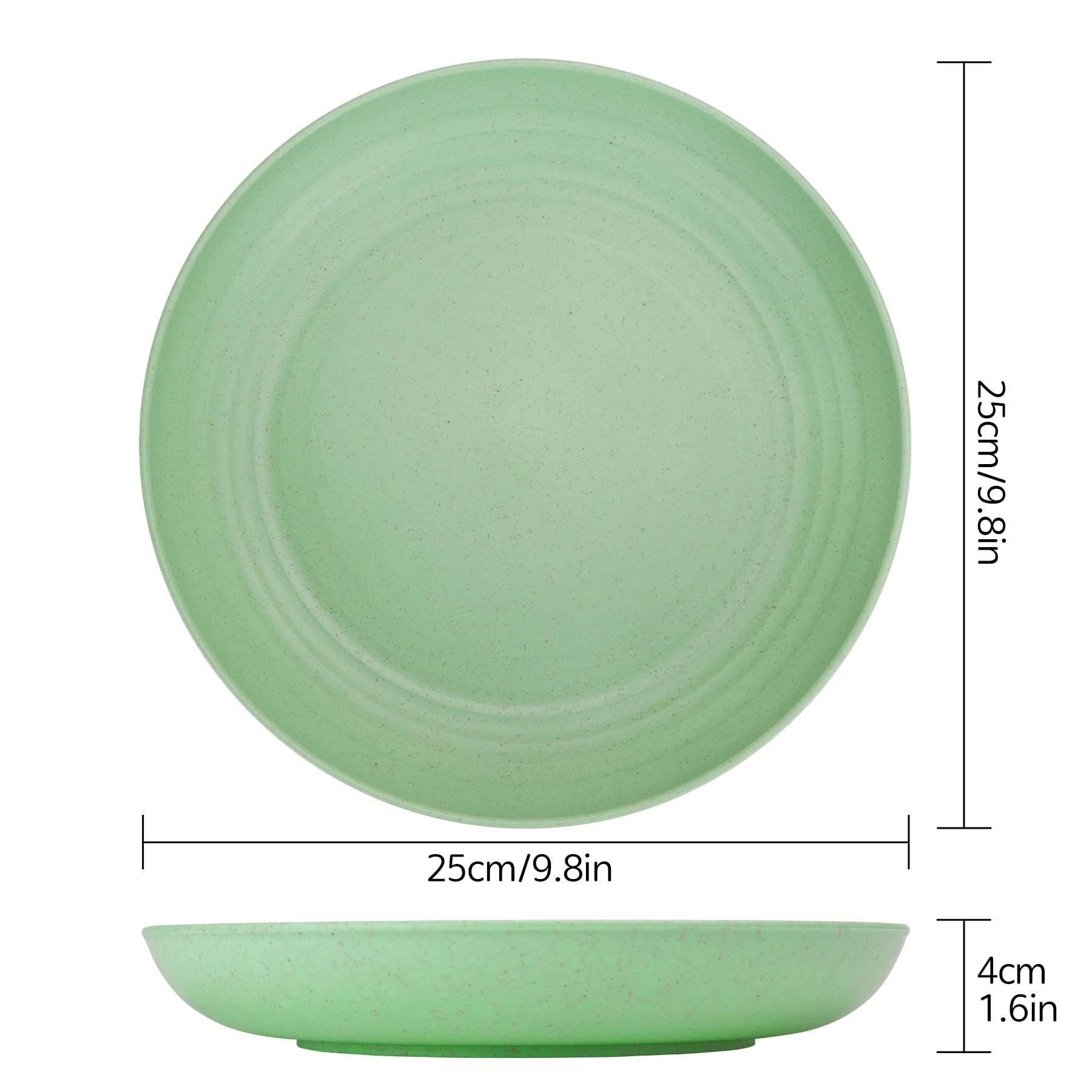CSYY 10 pollici grandi piatti da campeggio set, 4 pezzi di piatti di plastica infrangibili set di piatti da cena profondi, piatti da picnic riutilizzabili per insalata, pasta, festa, casa