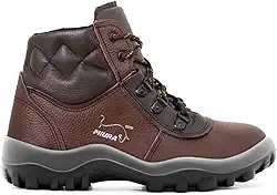 Bota Safetline de Amarrar Botina de segurança Em Couro Café