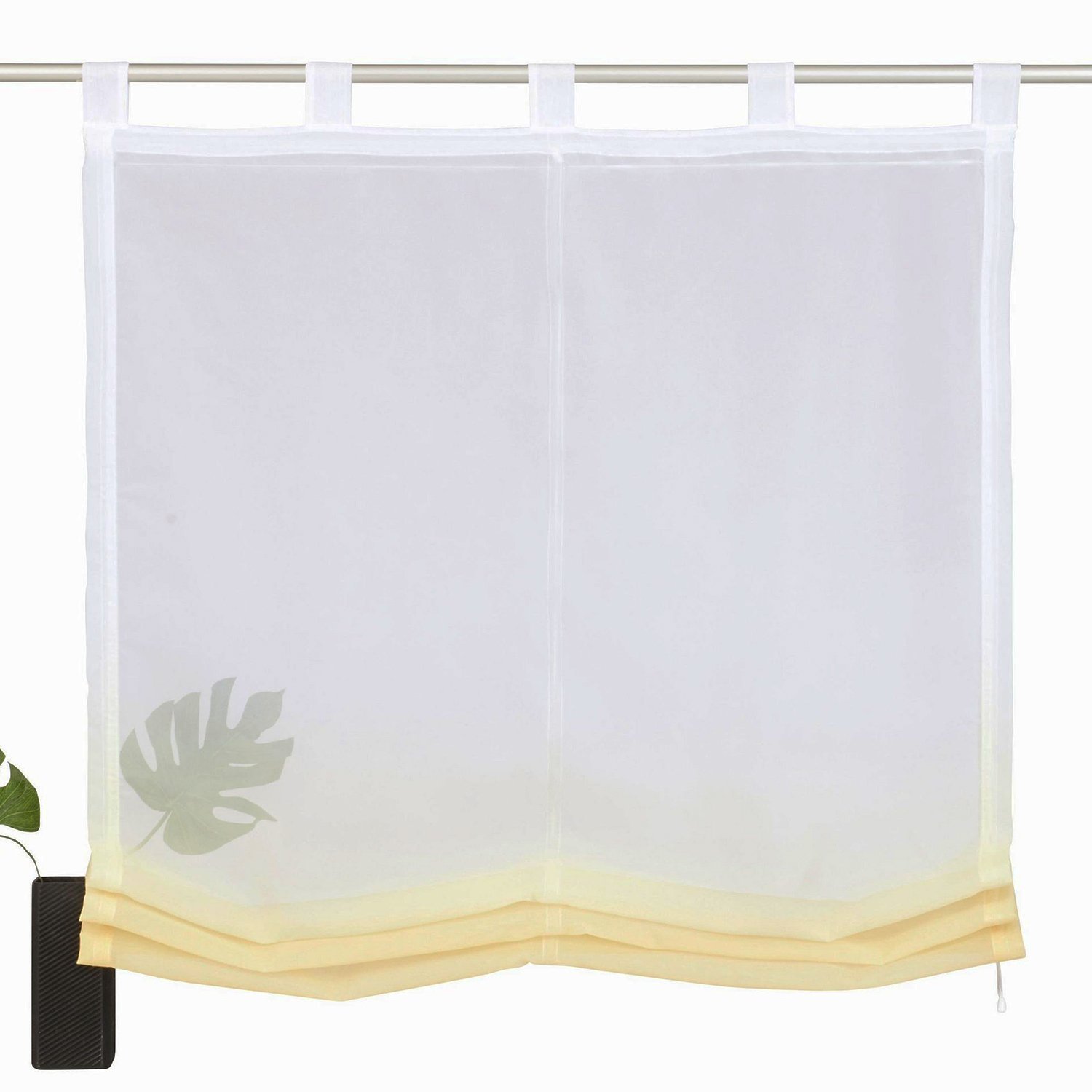 ANGEL BUD Tulle Roman Shade - sheer voile Roman Blinds Lifting Curtains With Loops - 1 Piece Panel - Window Cover for Bedroom, Bathroom, Kitchen - 80x150cm, Yellow and white gradient — image 1