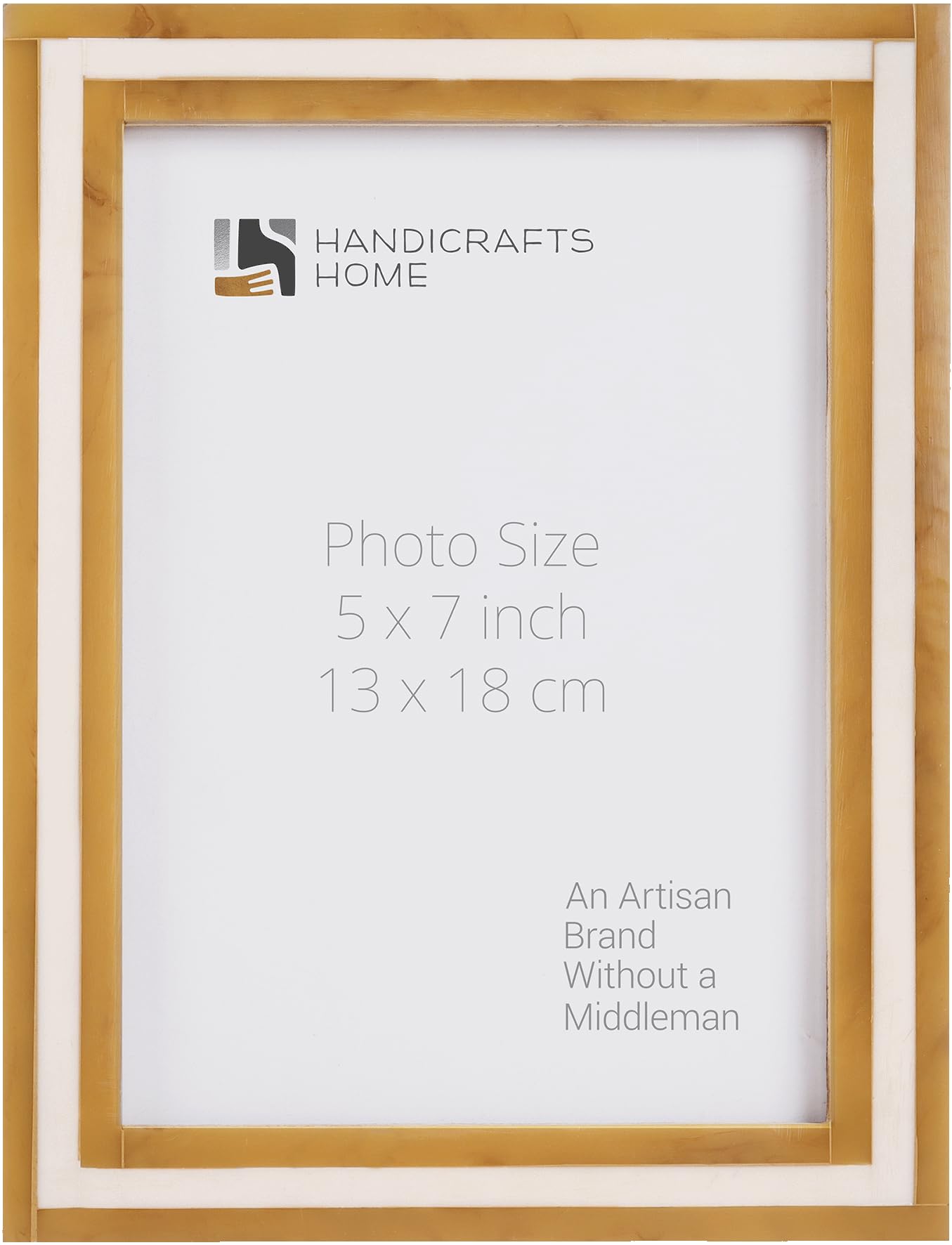 Handicrafts Home Avant Amber Resin Inlay Picture Frame 5x7, Brown and White Decorative Photo Frame, Modern Minimalist & Boho Decor Frame for Tabletop & Wall, Vintage Style Desk & Gallery Wall Frame