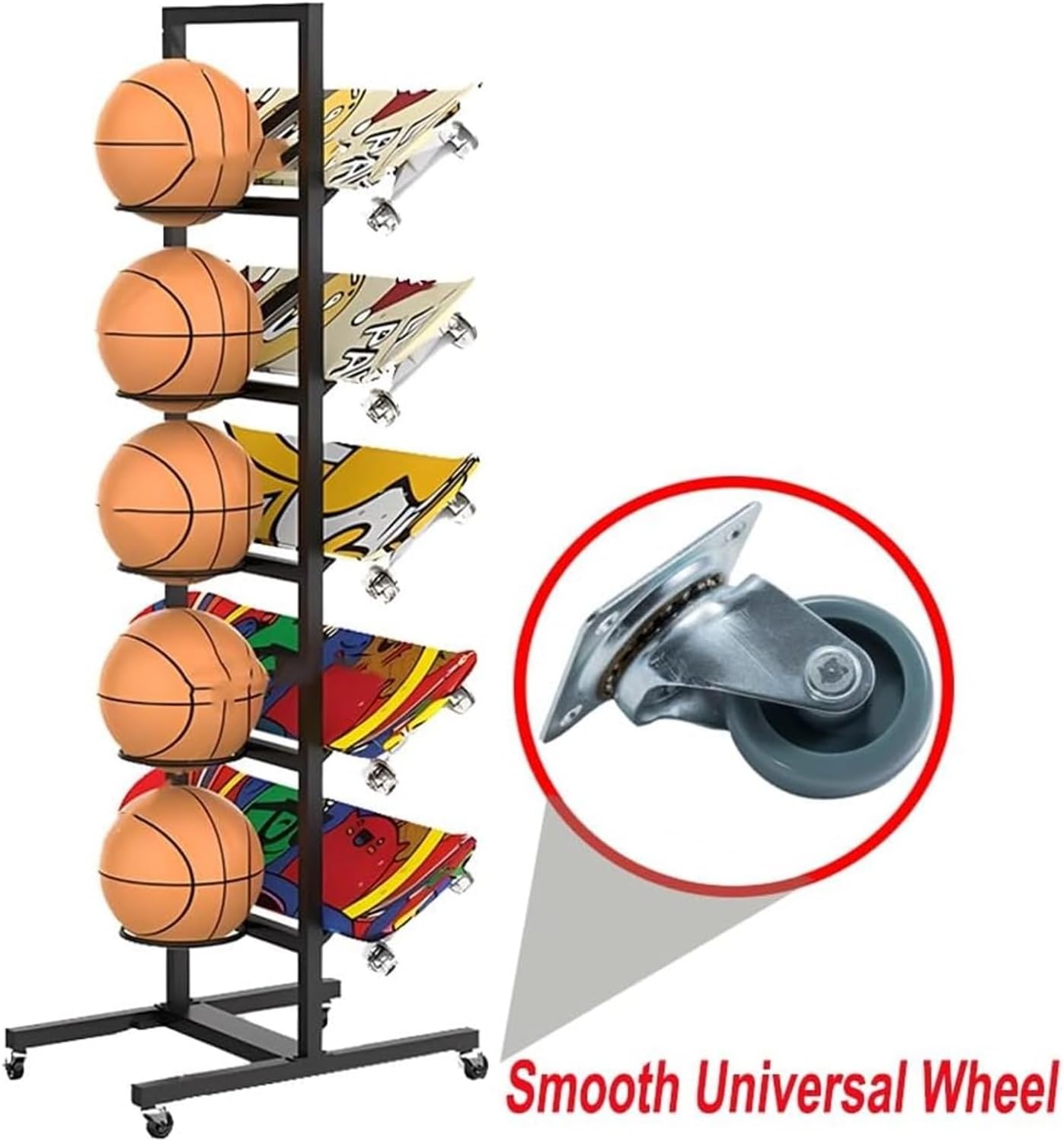 Free Standing,Snowboard Rack, Floor-Standing Snowboard Rack Basketball Display Stand Sports Mat Storage for Home Room Garage ，Gym(55x37x93 cm)