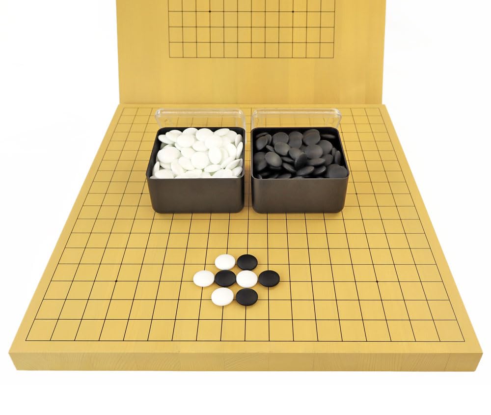 Amazon | 囲碁セット 13路19路両用新かや1寸卓上碁盤セット ガラス碁石