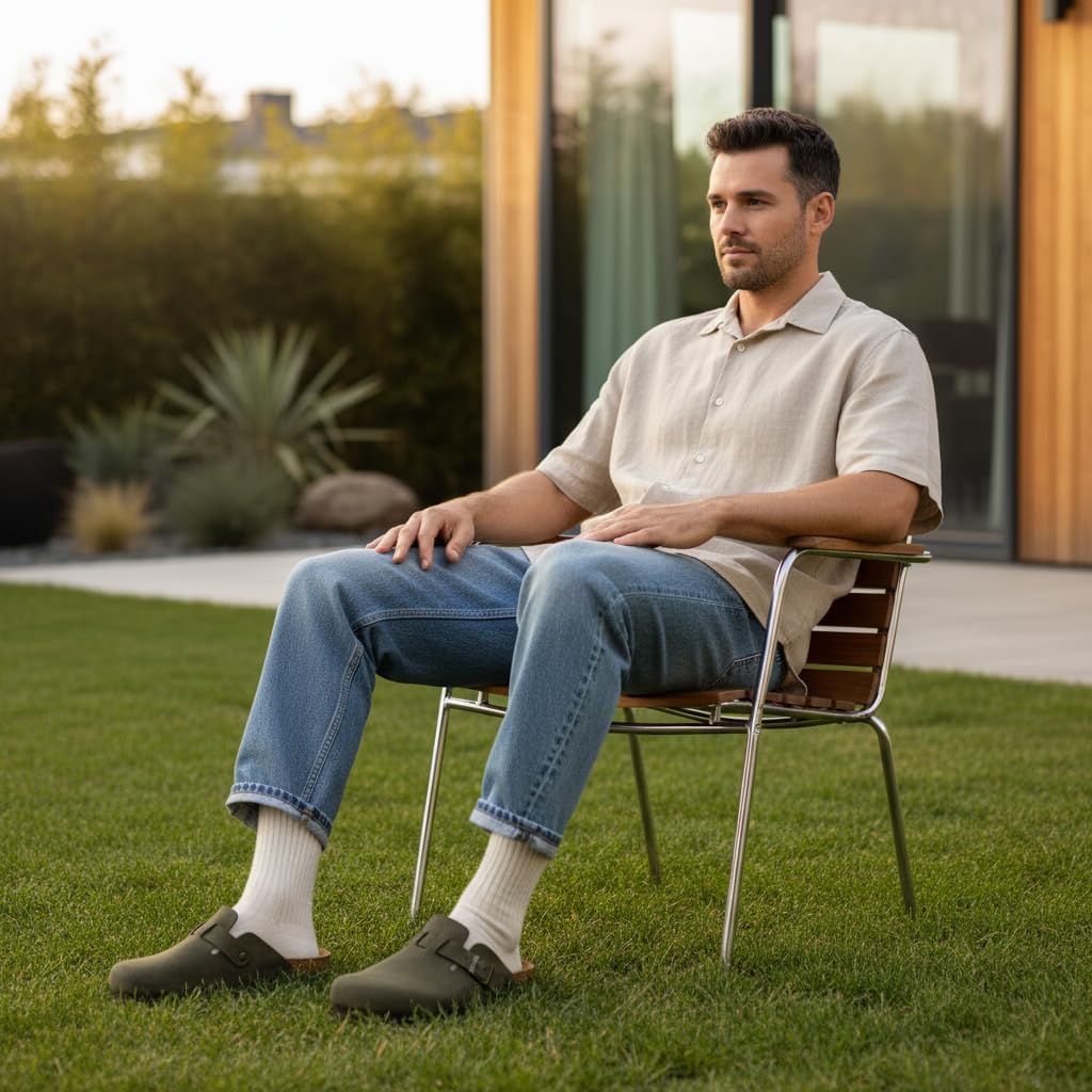 CUSHIONAIRE Haze Mens Clogs | Comfortable Slip-On Clogs for Men with Arch Support and Cork Suede Footbed | Perfect Potato Shoes for Indoor & Outdoor Use - Image 8