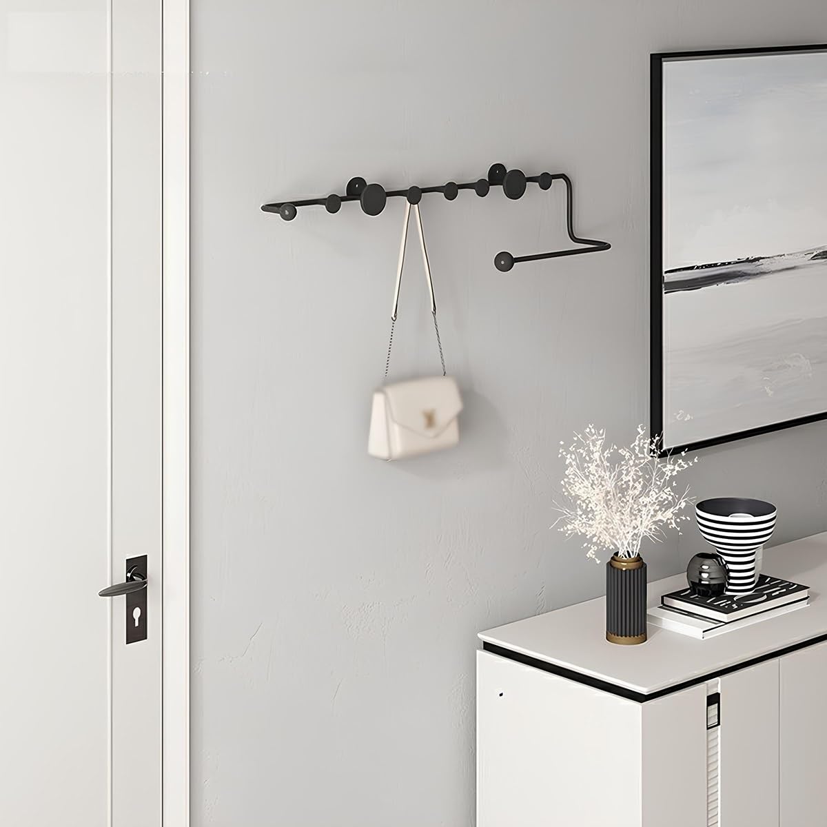 Stecktafel-Haken, 9 Hooks, Heavy Duty Metal Coat Rack, Modern Minimalist Wall Mounted Hook, Multi-Function, Suitable for Hats, Scarves, Coats, Bags(Gold)