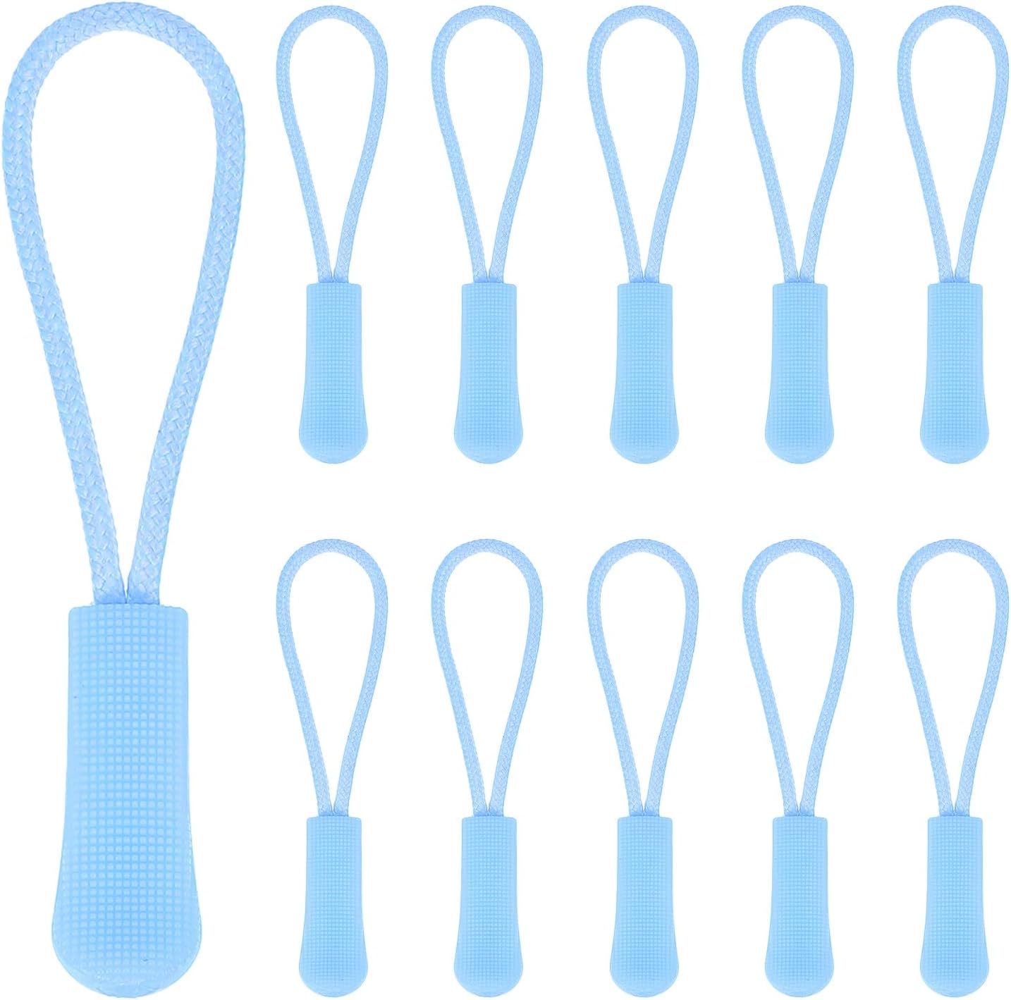 PATIKIL 2.6 Inch Zipper Pulls Replacement, 100 Pcs Nylon Cord Extension Zipper Pull Tab Tags for Handbag Backpacks Jackets Luggage Purses, Blue