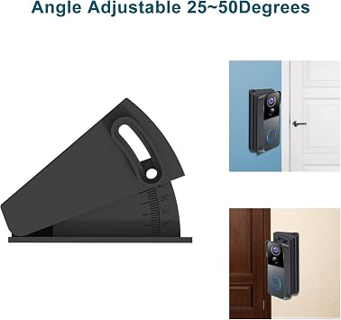 Angle Mount Adjustment Bracket Mounting Kit Compatible for J9/J9 Plus/J7/J4SN/J9N/J4N Video Doorbell, Adjustable 25 to 50 Degree Wedge Mount, Angle Adjustment Adapter(Doorbell Not Included)