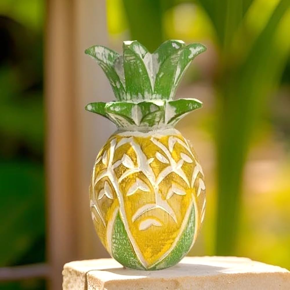 置物 pineapple pineapple Amazon.com: The Bridge Collection Wooden Pineapple Figurine