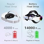 Saqico Battery Head Strap 10000mAh - Battery Strap Compatible with Meta Quest 3/3S & Quest 2 - RGB Battery Pack Extended Playtime - 20W Fast Charging VR Elite Strap Accessories