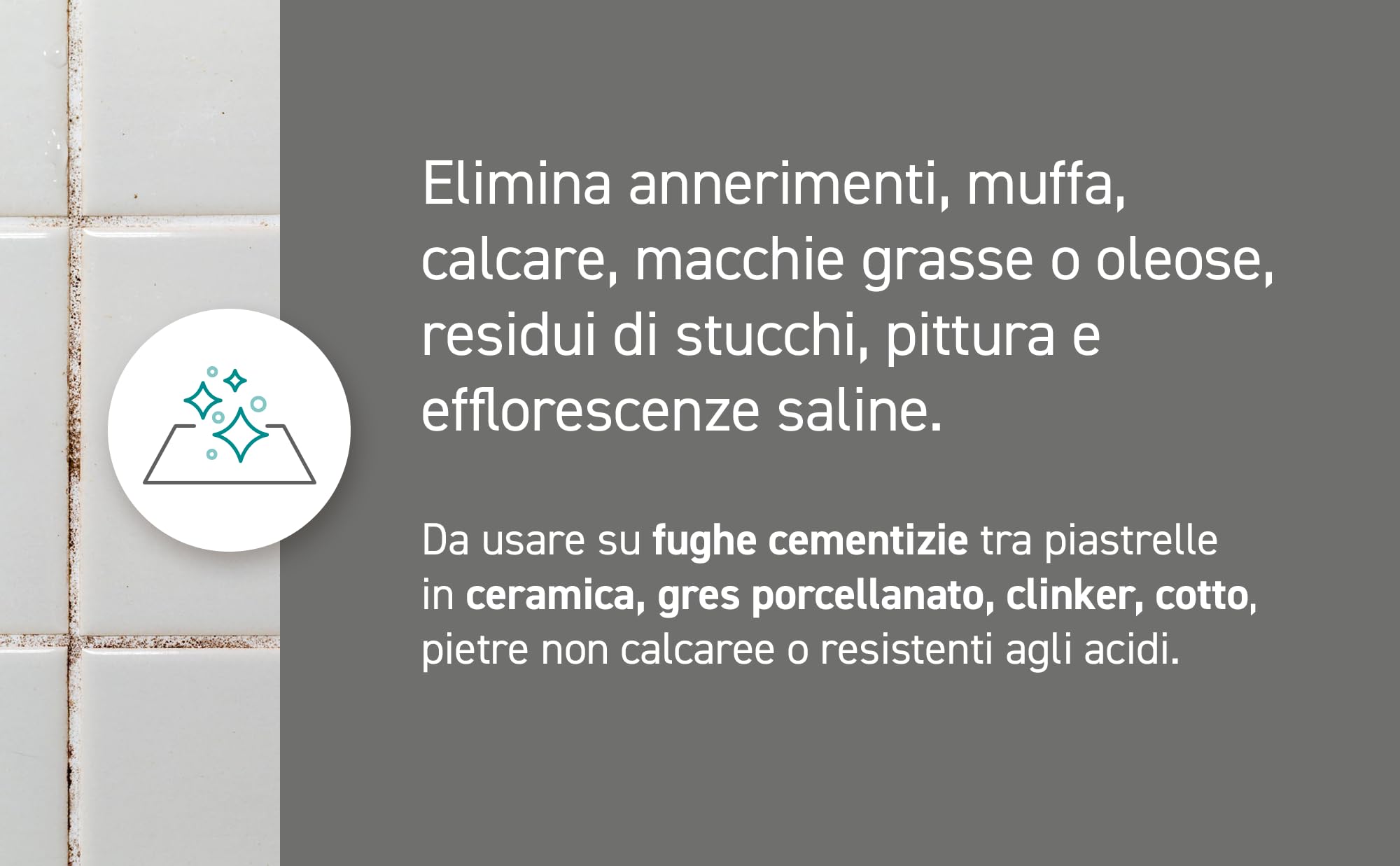 Magazzini GM SBIANCAFUGA,Detergente concentrato ideale per la pulizia delle fughe di pavimenti e rivestimenti.Rimuove sporco, annerimenti e muffe dalle intersezioni, 1 Lt (1)