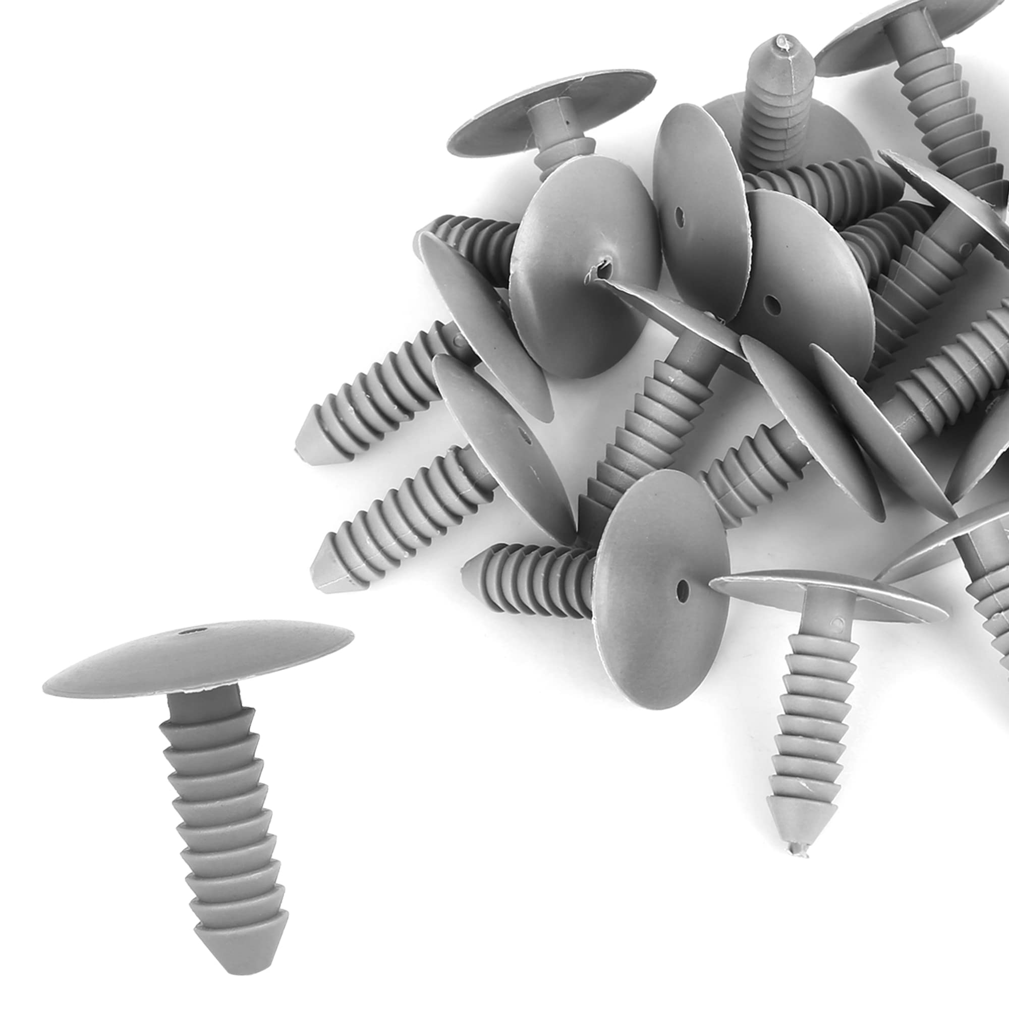 20 Rivets Plastique ABSOPRO Gris - Pour Fixation Panneaux Voiture, Garde-boue, Pare-chocs - 2