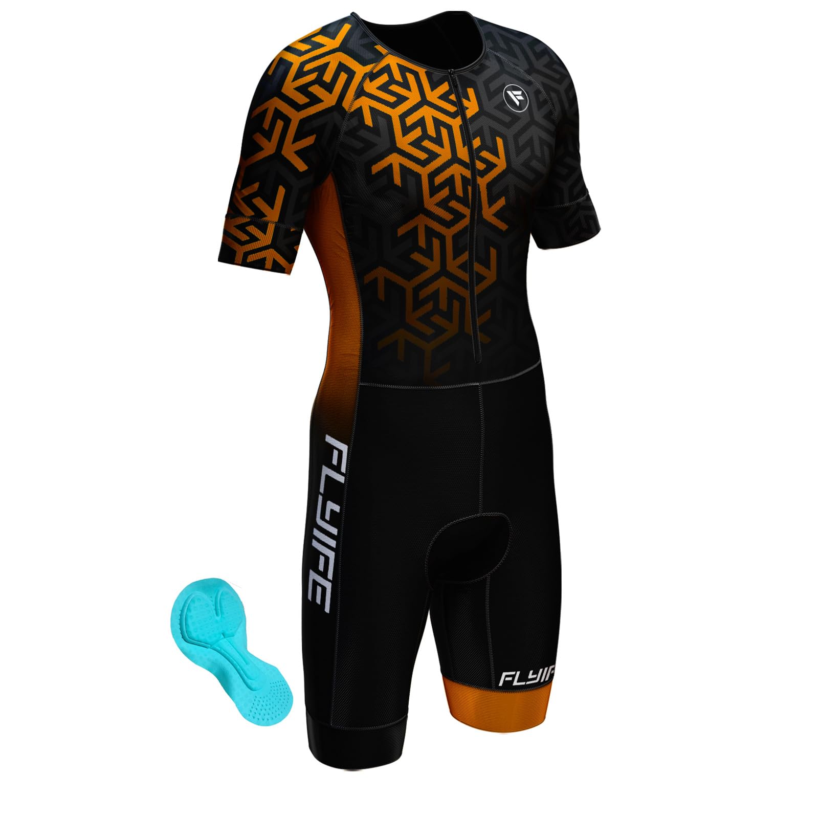 Summer Cycling Skinsuit Triatlón for Hombres, Pro Manga Corta Traje de Ciclismo, Racing Tri Suit de Bicicletas Acolchado de Gel, MTB Mono,Secado rápido y Transpirable.