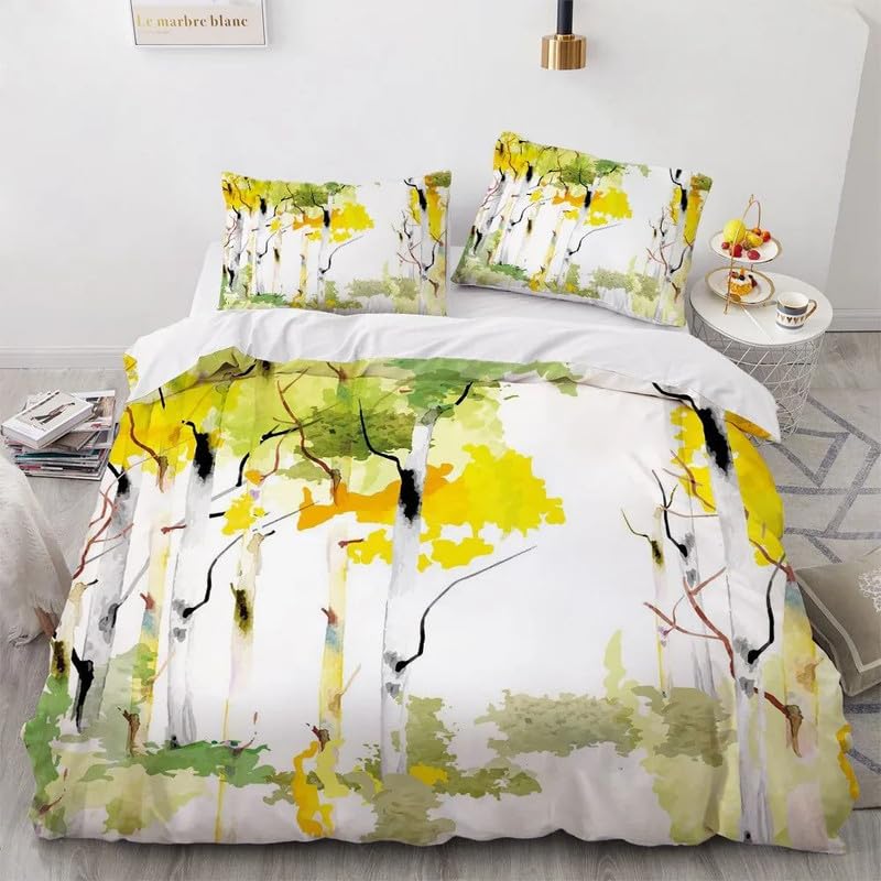 Housse de Couette 240 x 260 cm Jaune avec 2 Taies Parure Lit Microfibre