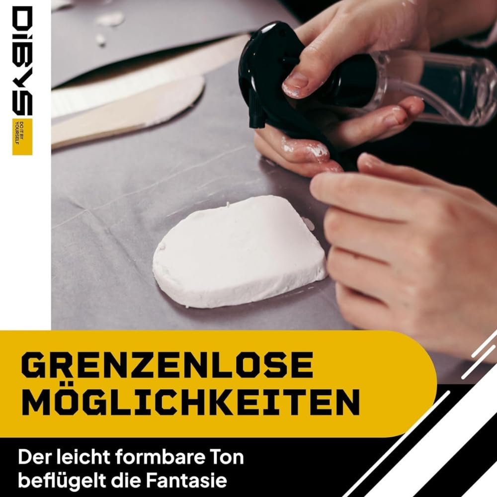 DIBYS Töpfer-Set für Zuhause | Starter mit Modellier-Werkzeug, lufttrocknendem weißen Ton, Farben & Pinsel | DIY-Töpfern für Erwachsene | Kreatives Hobby | Geschenkideen