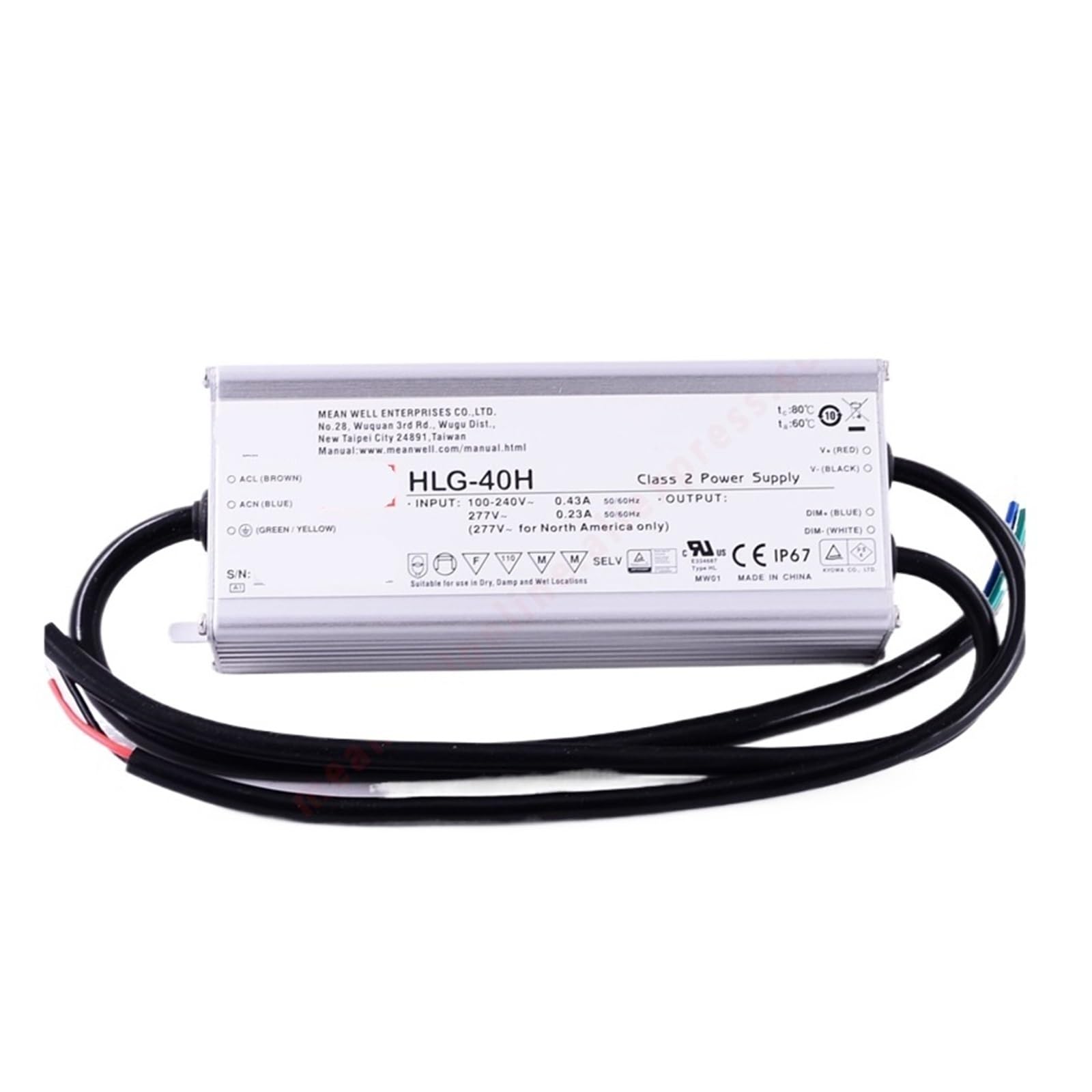 Pilote de LED à tension constante 48V HLG-40H-48B pour gradation active