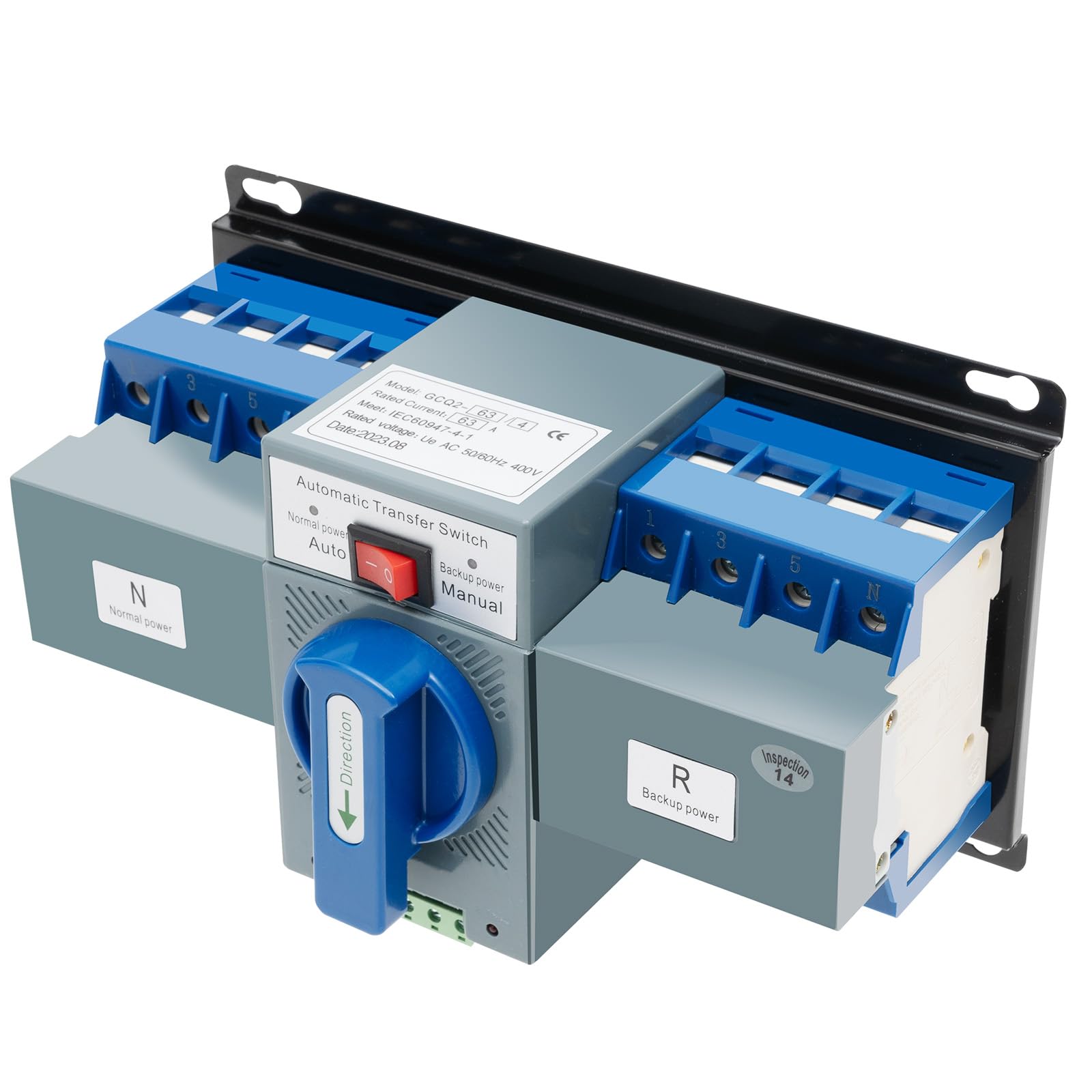 Notstrom Umschalter, 63A Mini Transferschalter mit Indikatoren und Verdrahtung Terminal, AC 400V Automatischer Doppelleistungsumschalter für Haushaltsstrom und Verschiedene Große Orte