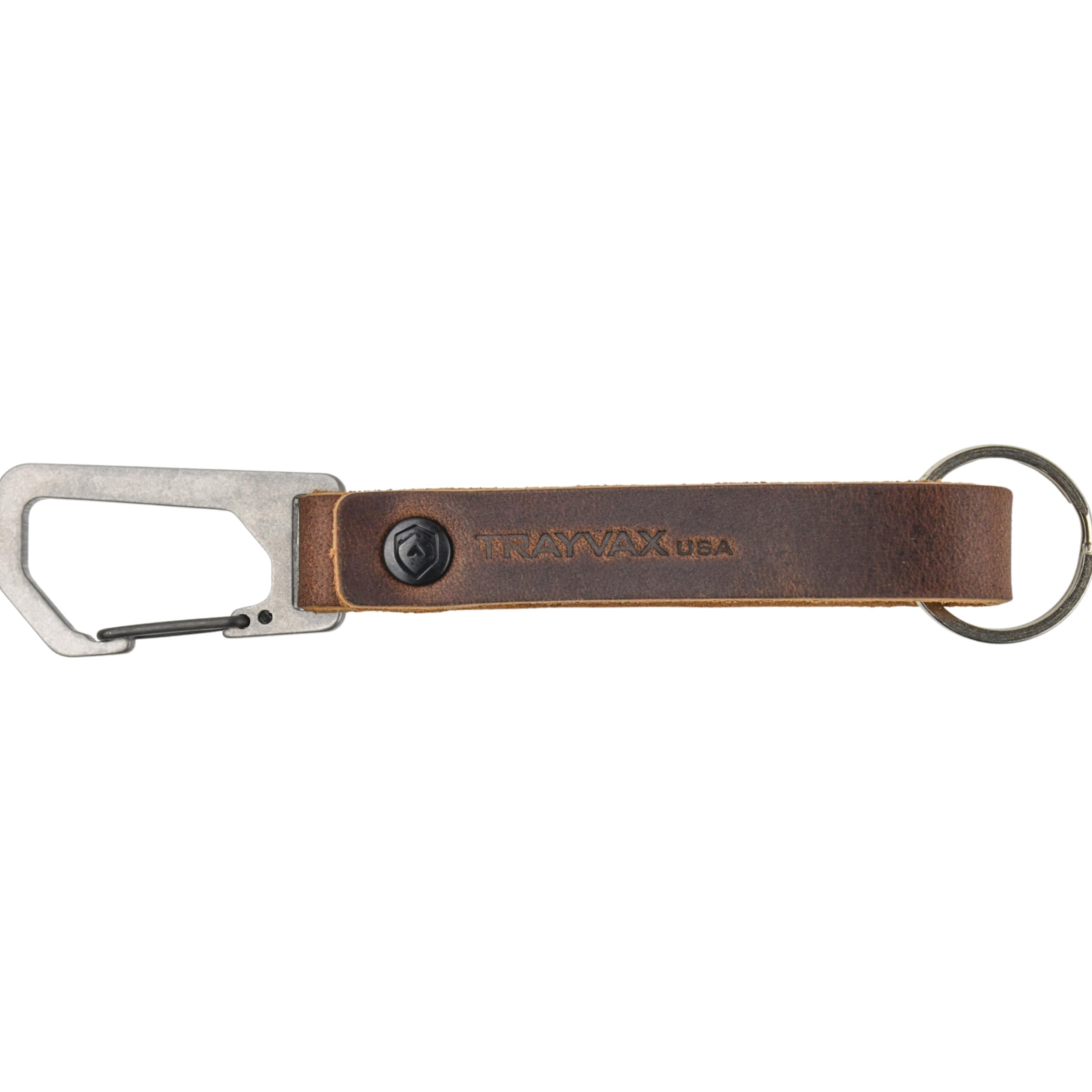 TrayvaxKeyton Leather Keychain, Quick Release Carabiner Clip Key Chain for Men and Women, Stainless Steel