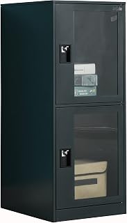 MECOLOR Vertical Single Tier Small Locker with Padlock latche Plastic Door 2 or 3 Compartment Storage for Employee,Home,Office,School,Works (Dark Grey, G2V)