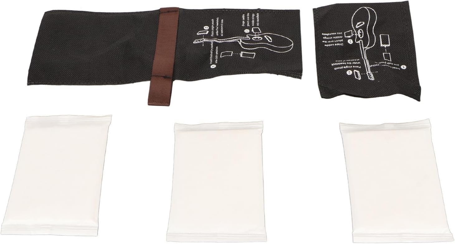 3PCS Guitar Humidifier Packs, Humidity Control Bag for Acoustic Guitar Bass Violin, Dual Way Humidification System with Cloth Bags, Automatic Regulation for Optimal Humidity Protec (3 Humidifier