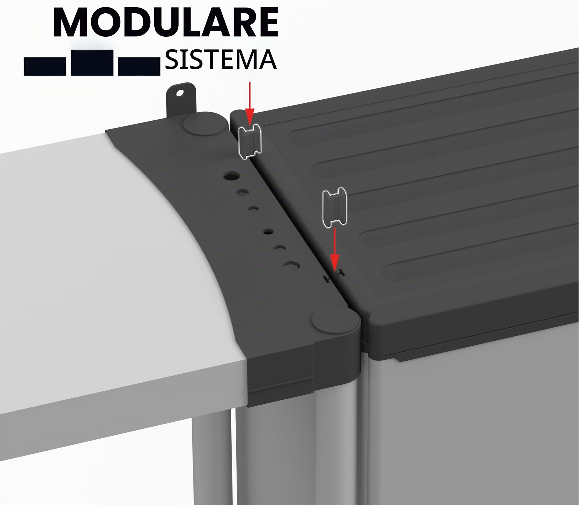 Mongardi: Armadietto in resina di PVC e PP, 2 Ante, 1 Ripiano, Facile da Montare, Modular System, Resistente, Adatto ad ambienti Interni ed Esterni, 68L x 40P x 85H cm, Grigio e Nero
