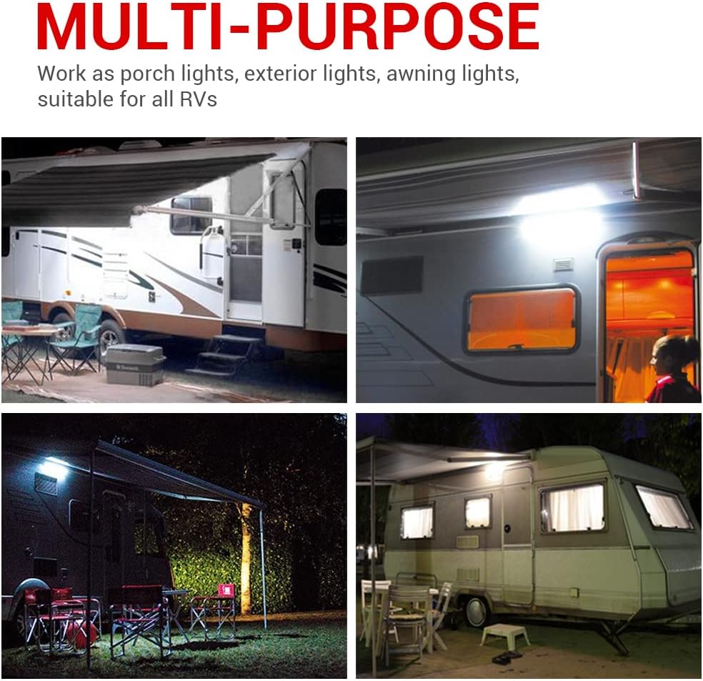 BATLAM 2Pcs RV Exterior LED Porch Utility Light 750LM Awning Light Replacement Lighting 12V for Rvs Trailers Campers