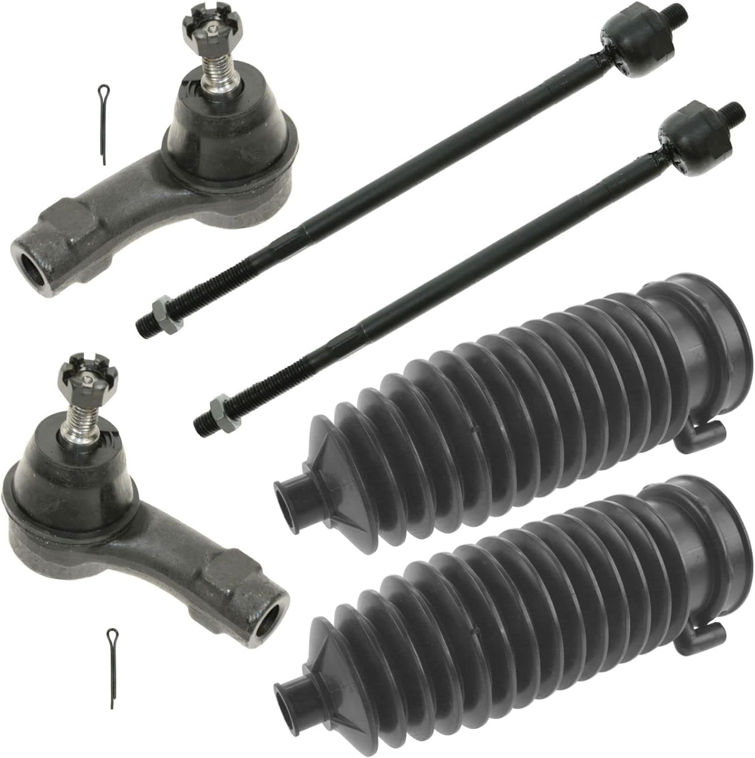 Front Driver & Passenger Side Steering Kit Steering Rack & Pinion Bellow Tie Rod Compatible with 2000-2005 Ford Focus