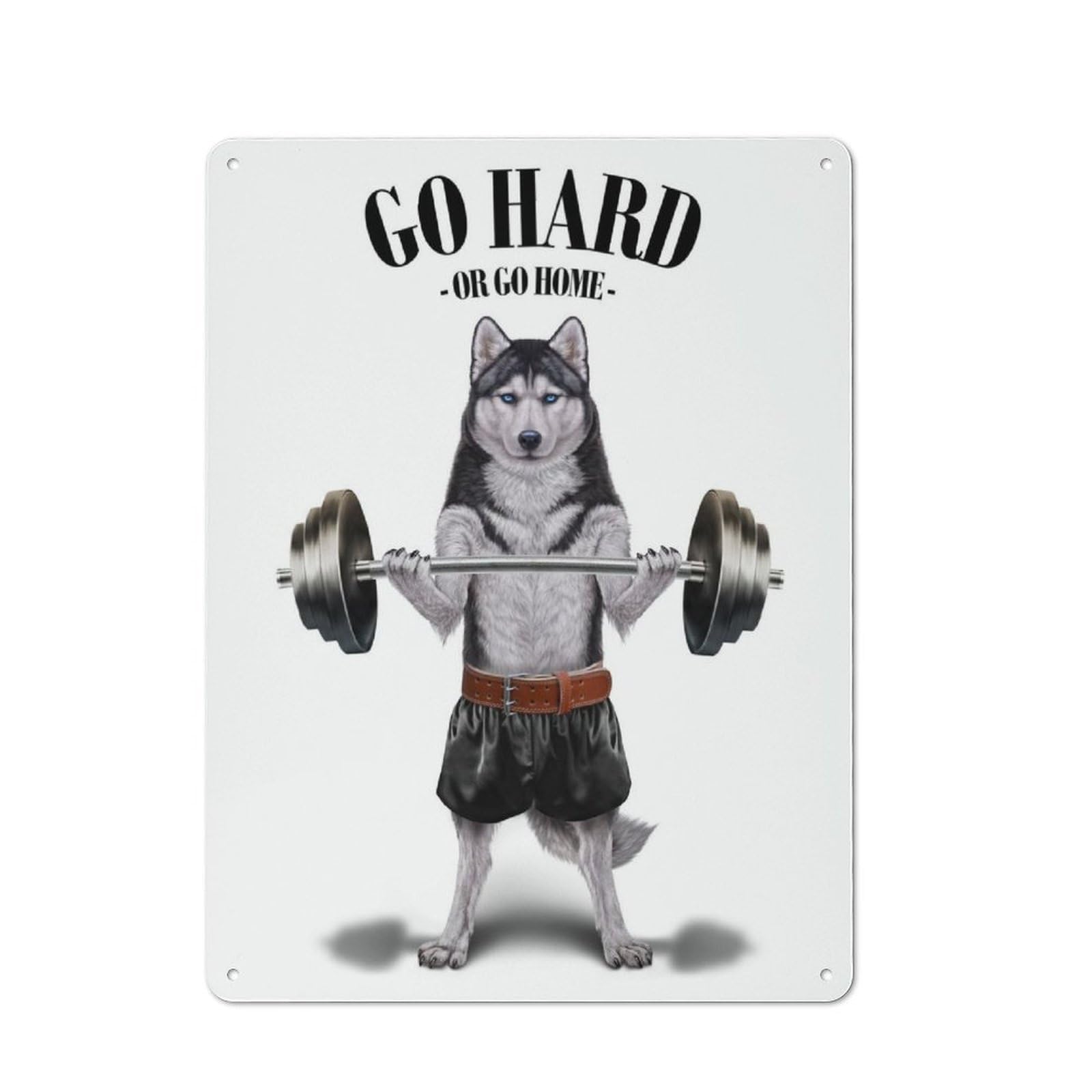 Junmoney Husky Dog Weightlifting Workshop Style Tin Sign 40X30cm, Garage Wall Decor For Tool Room, Garage, Studio Or Home Bar